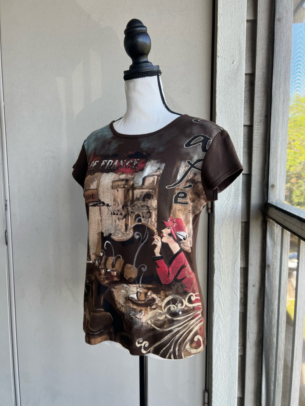 Y2K Blue Canyon Brown Graphic Short Sleeve Top Baby Tee - Picture 3 of 10